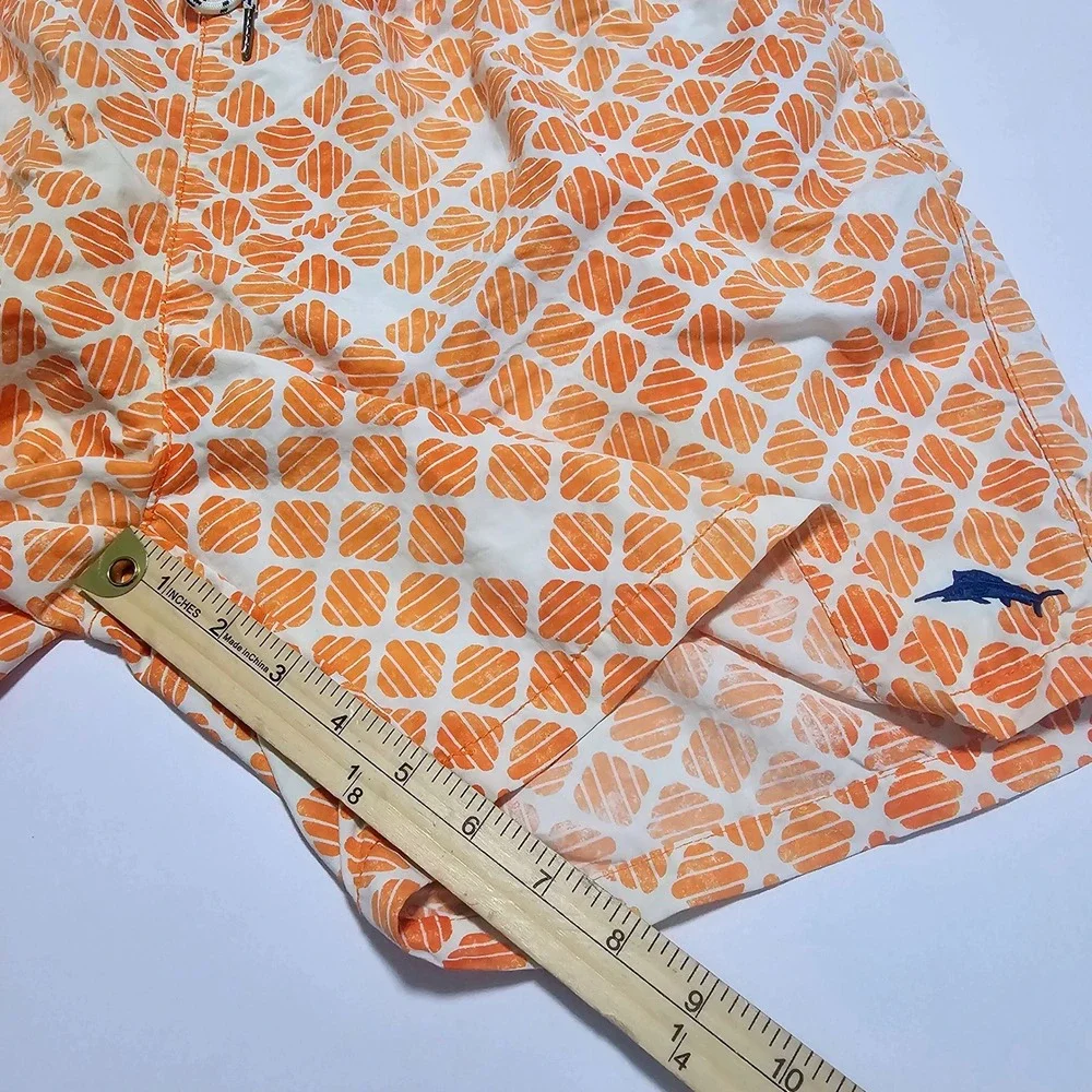 Tommy Bahama Relax Mens XL Swim Trunks Orange Geometric Diamond Mesh Lined 18